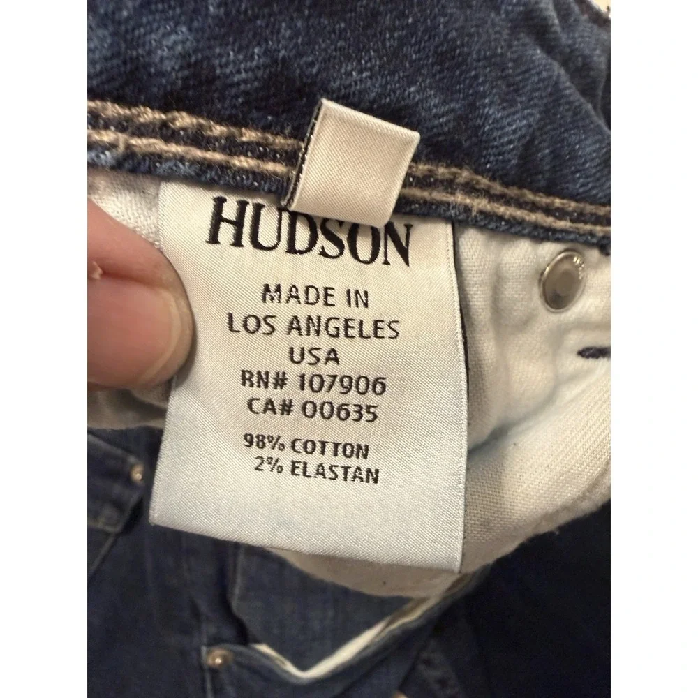 Hudson Jeans Womens Size 31 Blue Denim Dark‎ Wash Collin Flap Skinny Made In USA